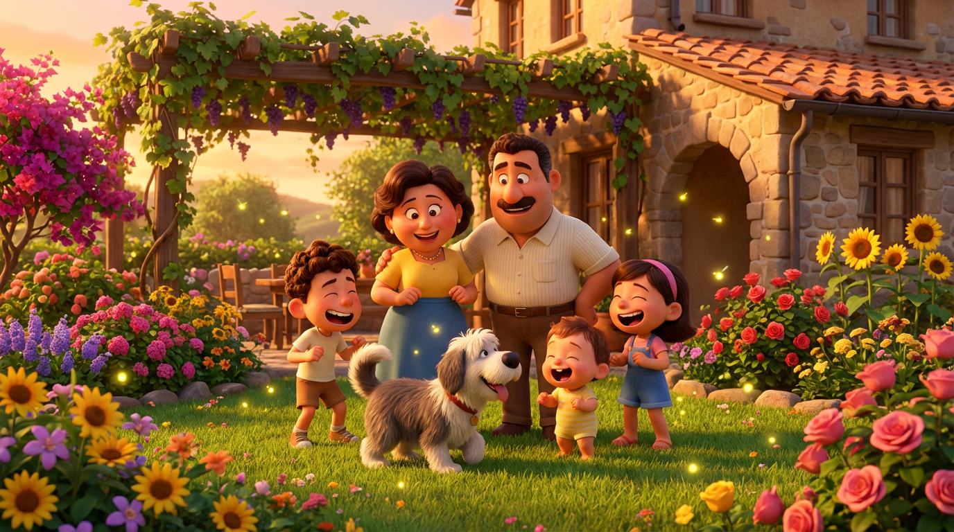 Famiglia giardino Pixar